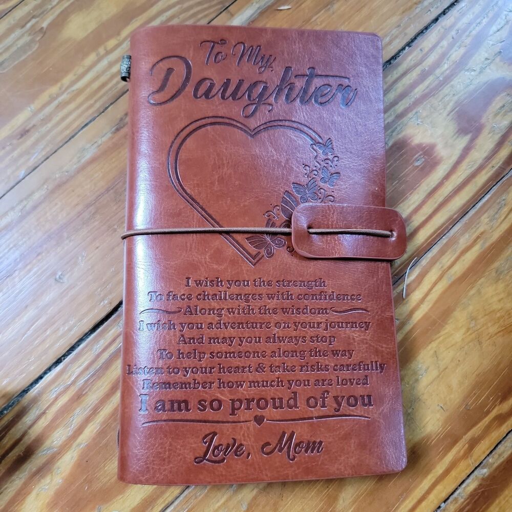 to My Daughter Leather Journal - 140 Page Keepsake Notebook Gift, Refillable Tra